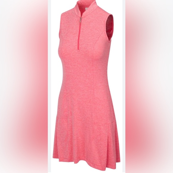 Greg Norman Collection Dresses & Skirts - Greg Norman Golf Dress Sleeveless Quarter Zip Mock Neck Pleats Pink Size Medium